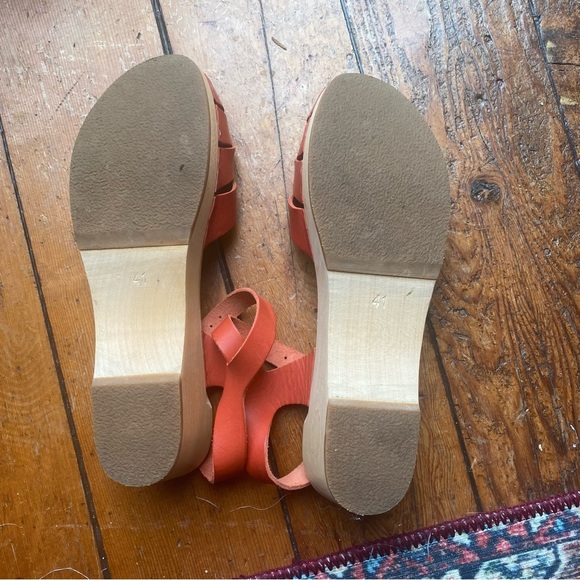 Swedish Hasbeens Red Leather Sandals Size 41 - Picture 7 of 9